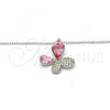 Rhodium Plated Pendant Necklace, Butterfly Design, with Light Rose and Aurore Boreale Swarovski Crystals, Polished, Rhodium Finish, 04.239.0043.10.18