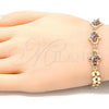 Oro Laminado Fancy Bracelet, Gold Filled Style with Multicolor Cubic Zirconia, Polished, Golden Finish, 03.357.0015.1.07