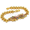 Oro Laminado Fancy Bracelet, Gold Filled Style Flower and Leaf Design, with Multicolor Cubic Zirconia, Polished, Golden Finish, 03.206.0017.3.07