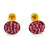 Stainless Steel Stud Earring, with Rhodolite Crystal, Polished, Golden Finish, 02.271.0007.3