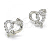 Rhodium Plated Stud Earring, Heart Design, with White Cubic Zirconia, Polished, Rhodium Finish, 02.210.0103.4