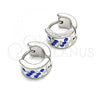 Stainless Steel Huggie Hoop, with Sapphire Blue and White Crystal, Polished, Steel Finish, 02.230.0051.10