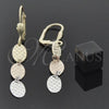 Oro Laminado Long Earring, Gold Filled Style Diamond Cutting Finish, Tricolor, 02.63.2187
