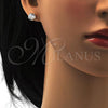 Oro Laminado Stud Earring, Gold Filled Style with White Cubic Zirconia, Polished, Golden Finish, 5.128.020