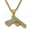 Oro Laminado Fancy Pendant, Gold Filled Style with White Micro Pave, Polished, Golden Finish, 05.342.0129