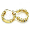 Oro Laminado Small Hoop, Gold Filled Style with Black and White Micro Pave, Polished, Golden Finish, 02.210.0289.2.20