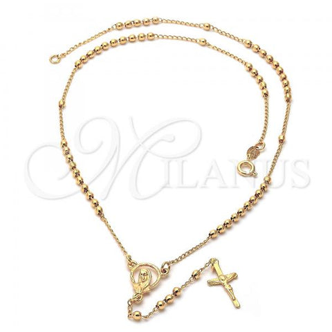 Oro Laminado Medium Rosary, Gold Filled Style Crucifix and Jesus Design, Polished, Golden Finish, 5.213.004.18