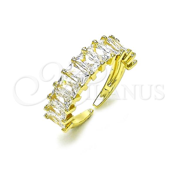 Oro Laminado Multi Stone Ring, Gold Filled Style Baguette Design, with White Cubic Zirconia, Polished, Golden Finish, 01.102.0009.2