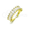 Oro Laminado Multi Stone Ring, Gold Filled Style Baguette Design, with White Cubic Zirconia, Polished, Golden Finish, 01.102.0009.2