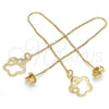 Oro Laminado Threader Earring, Gold Filled Style Flower Design, Polished, Golden Finish, 02.65.2511