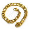 Stainless Steel Basic Bracelet, Figaro Design, Polished, Golden Finish, 03.256.0014.08