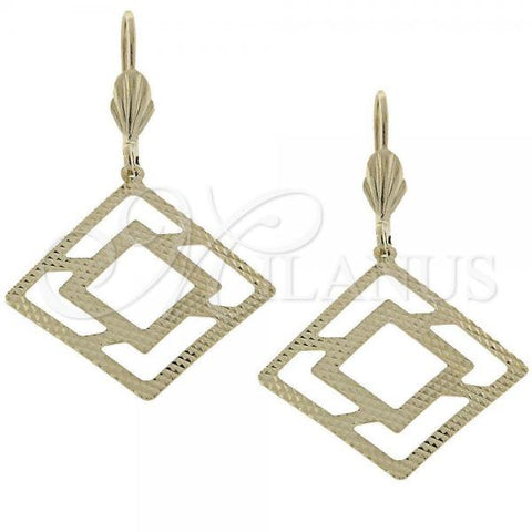 Oro Laminado Dangle Earring, Gold Filled Style Diamond Design, Diamond Cutting Finish, Golden Finish, 5.088.008