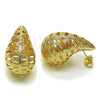 Oro Laminado Stud Earring, Gold Filled Style Teardrop and Hollow Design, Polished, Golden Finish, 02.195.0333