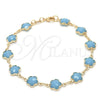Oro Laminado Fancy Bracelet, Gold Filled Style Flower Design, with Blue Topaz Opal, Polished, Golden Finish, 03.32.0118.07