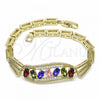 Oro Laminado Fancy Bracelet, Gold Filled Style with Multicolor Cubic Zirconia, Polished, Golden Finish, 03.316.0059.08