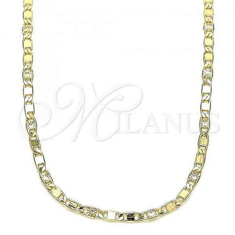 Oro Laminado Basic Necklace, Gold Filled Style Mariner Design, Diamond Cutting Finish, Golden Finish, 04.213.0242.20