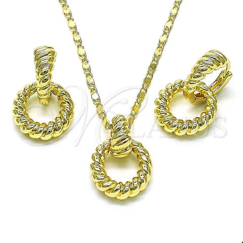 Oro Laminado Necklace and Earring, Gold Filled Style Polished, Golden Finish, 10.196.0110