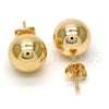 Oro Laminado Stud Earring, Gold Filled Style Ball Design, Polished, Golden Finish, 5.128.014