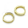 Oro Laminado Huggie Hoop, Gold Filled Style with White Cubic Zirconia, Polished, Golden Finish, 02.99.0042.10