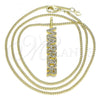 Oro Laminado Pendant Necklace, Gold Filled Style with White Micro Pave, Polished, Golden Finish, 04.313.0022.20