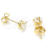 Oro Laminado Stud Earring, Gold Filled Style with White Cubic Zirconia, Polished, Golden Finish, 5.128.025