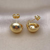 Oro Laminado Stud Earring, Gold Filled Style Ball Design, Polished, Golden Finish, 02.156.0685