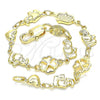 Oro Laminado Fancy Bracelet, Gold Filled Style Elephant and Heart Design, Polished, Golden Finish, 03.326.0016.06