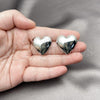 Rhodium Plated Stud Earring, Heart and Hollow Design, Polished, Rhodium Finish, 02.411.0037.1