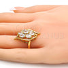 Oro Laminado Multi Stone Ring, Gold Filled Style with White Cubic Zirconia, Polished, Golden Finish, 01.210.0017.08 (Size 8)