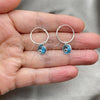 Sterling Silver Small Hoop, Evil Eye Design, with Aqua Blue Crystal, Polished, Silver Finish, 02.401.0035.15