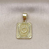 Oro Laminado Fancy Pendant, Gold Filled Style Initials Design, Diamond Cutting Finish, Golden Finish, 05.411.0052