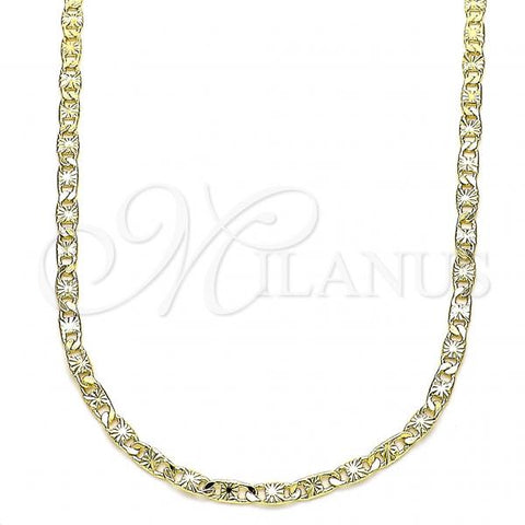 Oro Laminado Basic Necklace, Gold Filled Style Mariner Design, Diamond Cutting Finish, Golden Finish, 04.213.0243.24