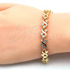 Oro Laminado Fancy Bracelet, Gold Filled Style Heart Design, Polished, Golden Finish, 03.210.0061.08