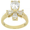 Oro Laminado Multi Stone Ring, Gold Filled Style Cross Design, with White Cubic Zirconia, Polished, Golden Finish, 5.167.013.07 (Size 7)