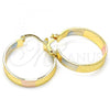 Oro Laminado Medium Hoop, Gold Filled Style Diamond Cutting Finish, Tricolor, 02.170.0248.25