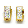 Stainless Steel Huggie Hoop, Heart Design, with  Crystal, Polished, Golden Finish, 02.230.0014.15