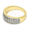 Oro Laminado Multi Stone Ring, Gold Filled Style with White Cubic Zirconia, Polished, Two Tone, 01.210.0071.07 (Size 7)