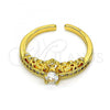 Oro Laminado Multi Stone Ring, Gold Filled Style Crown Design, with White Micro Pave, Polished, Golden Finish, 01.310.0032