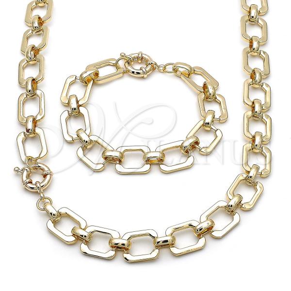 Oro Laminado Necklace and Bracelet, Gold Filled Style Polished, Golden Finish, 06.429.0001