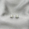 Sterling Silver Stud Earring, Flower Design, with Ivory Pearl, Polished, Silver Finish, 02.406.0019