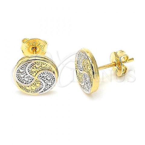 Oro Laminado Stud Earring, Gold Filled Style Polished, Two Tone, 02.55.0032 *PROMO*