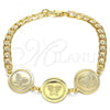 Oro Laminado Fancy Bracelet, Gold Filled Style Butterfly Design, Polished, Golden Finish, 03.63.2049.08