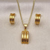 Oro Laminado Earring and Pendant Adult Set, Gold Filled Style Polished, Golden Finish, 10.342.0178