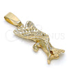 Oro Laminado Fancy Pendant, Gold Filled Style Eagle Design, Diamond Cutting Finish, Golden Finish, 5.183.020
