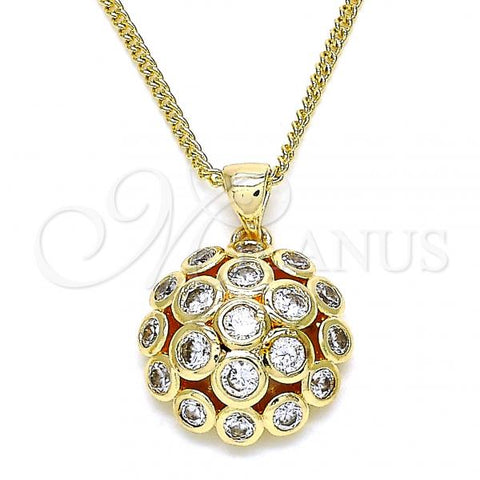 Oro Laminado Pendant Necklace, Gold Filled Style with White Micro Pave, Polished, Golden Finish, 04.156.0316.20