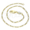 Oro Laminado Basic Anklet, Gold Filled Style Figaro Design, Polished, Golden Finish, 04.213.0238.10