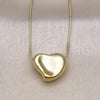 Oro Laminado Pendant Necklace, Gold Filled Style Heart and Hollow Design, Polished, Golden Finish, 04.213.0310.18