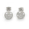 Sterling Silver Stud Earring, with White Cubic Zirconia, Polished, Rhodium Finish, 02.186.0106