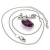 Rhodium Plated Pendant Necklace, Heart and Love Design, with Amethyst Swarovski Crystals and White Micro Pave, Polished, Rhodium Finish, 04.239.0029.2.16