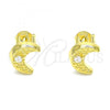 Sterling Silver Stud Earring, Moon Design, with White Cubic Zirconia, Polished, Golden Finish, 02.369.0036.2